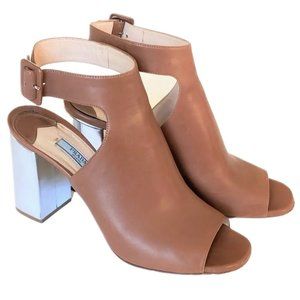 Prada Brown Leather Heeled Sandals - IT 40